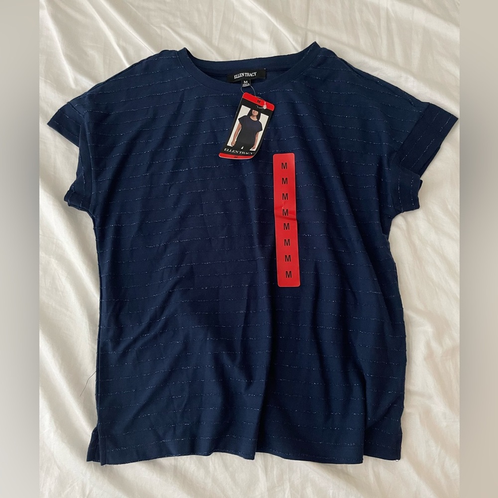 Ellen Tracy Navy Blue Shirt size medium NWT